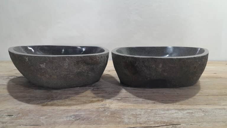 Aufsatzwaschbecken aus Flussstein Satz RM250338AB, 47x36x15 cm