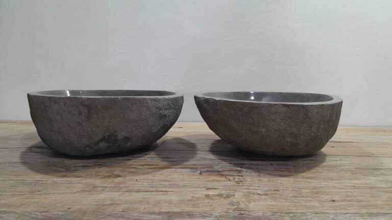 Aufsatzwaschbecken aus Flussstein Satz RM250310AB, 41x38x15 cm