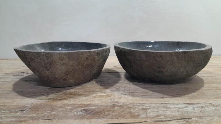 Aufsatzwaschbecken aus Flussstein Satz RM250342AB, 43x40x15 cm