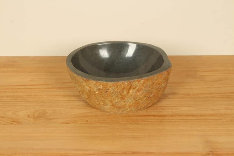 Aufsatzwaschbecken aus Flussstein RXXS010301, 28x25x12 cm