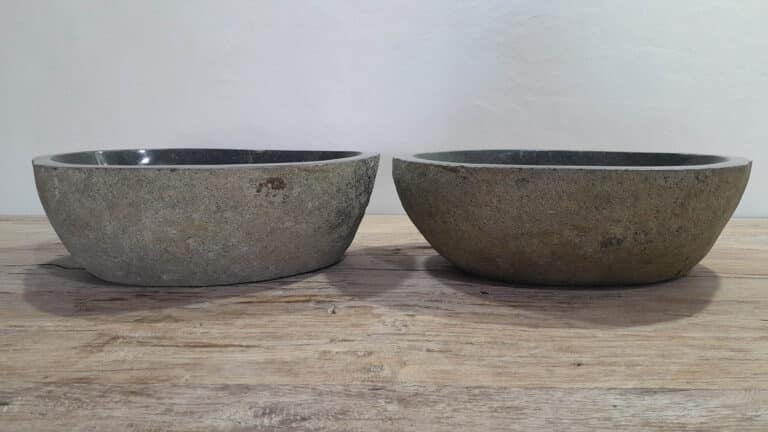 Aufsatzwaschbecken aus Flussstein Satz RM250306AB, 46x36x15 cm