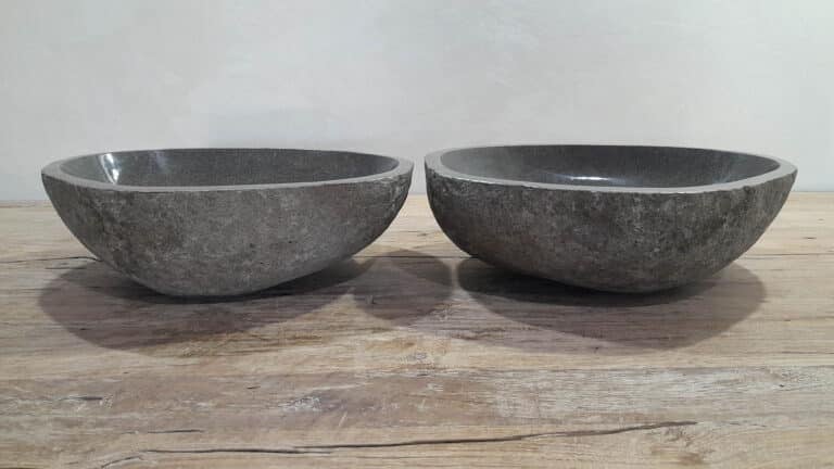 Aufsatzwaschbecken aus Flussstein Satz RM250339AB, 46x37x15 cm