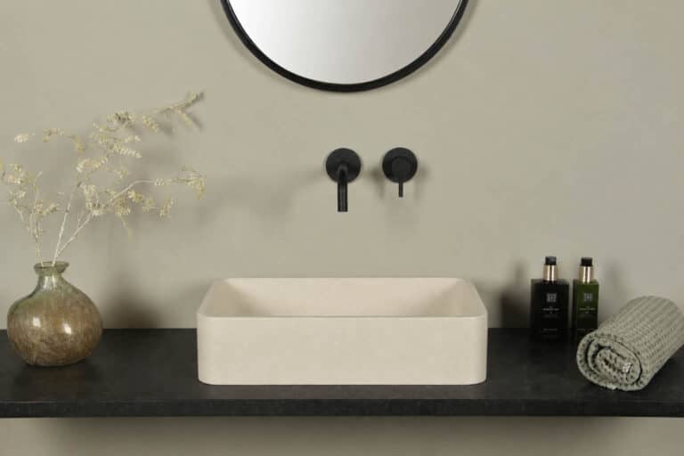 Terrazzo Waschbecken, Sandfarbe, rechteckig 50×32,5 cm | TRZ-504zs