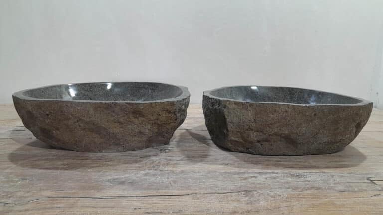 Aufsatzwaschbecken aus Flussstein Satz RM2511225AB, 46x40x15 cm