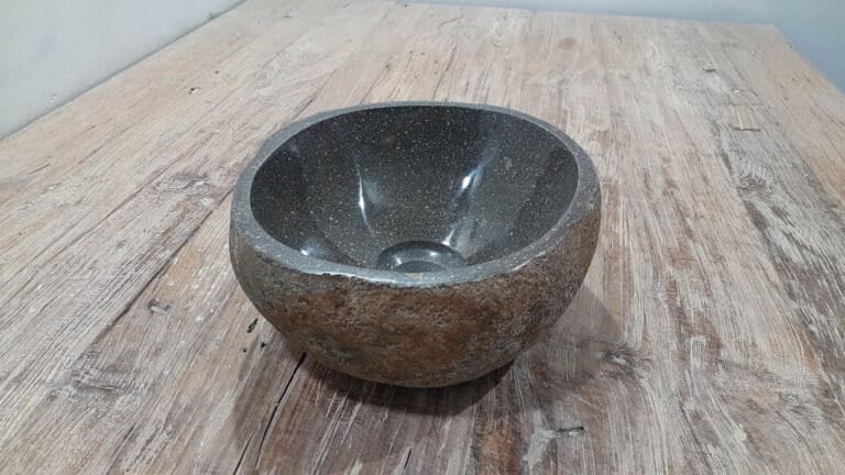 Aufsatzwaschbecken aus Flussstein RXS2511213, 26x24x15 cm