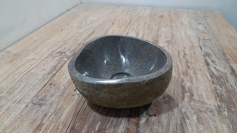 Aufsatzwaschbecken aus Flussstein RXS2511208, 26x25x12 cm