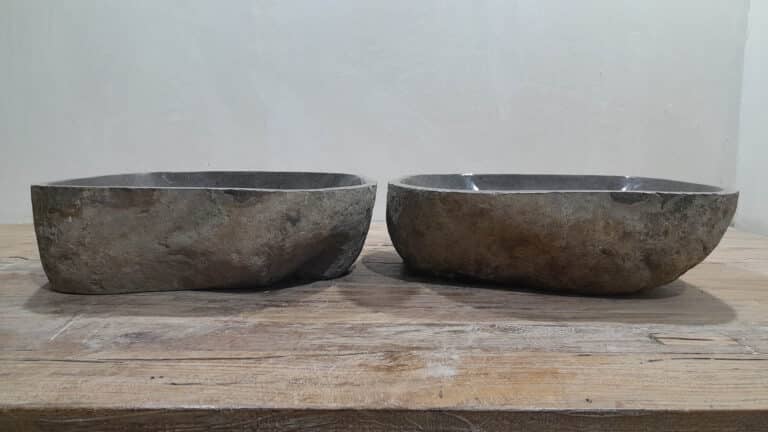 Aufsatzwaschbecken aus Flussstein Satz RM2511239AB, 48x41x15 cm